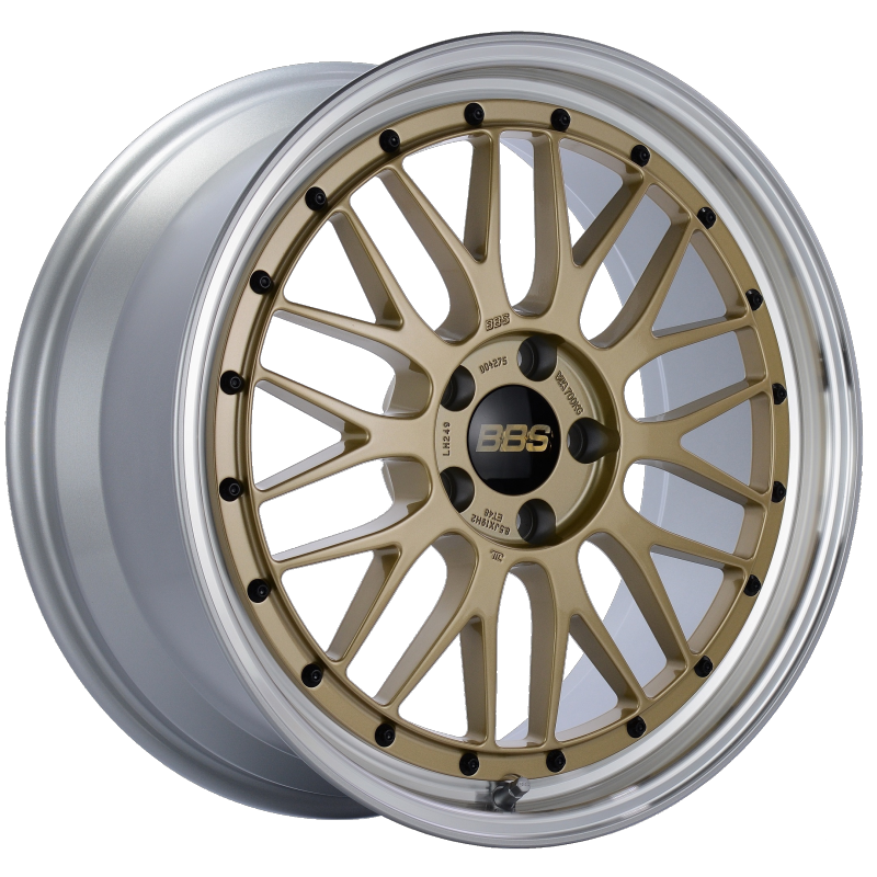 BBS LM 19x8.5 5x112 ET48 Gold Center Diamond Cut Lip Wheel -82mm PFS/Clip Required - LM249GPK