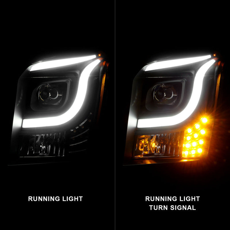 Anzo 15-17 GMC Yukon/Yukon XL Projector Headlights Black Housing/Clear Lens (w/ Light Bars) - 111535