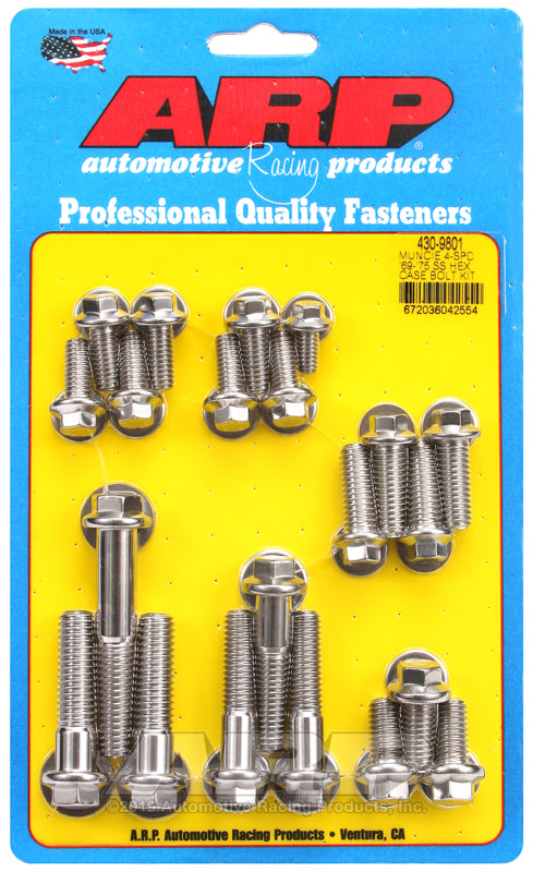 ARP Muncie 4-spd &#39;69-&#39;75 SS hex trans case bolt kit - 430-9801