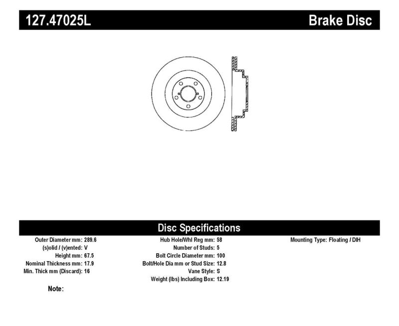 StopTech 06-07 Subaru Impreza WRX (Exc STi) Slotted &amp; Drilled Left Rear Rotor - 127.47025L