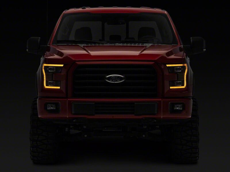 Raxiom 15-17 Ford F-150 LED Projector Headlights with LED Amber DRL- Black Housing- Clear Lens - T558778 - close-up view 6