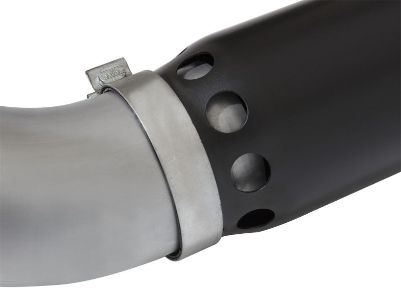 aFe LARGE BORE HD 5in DPF-Back SS Exhaust w/ Black Tip 2016 Nissan Titan 5.0L V8 (td) CC SB - 49-46112-B