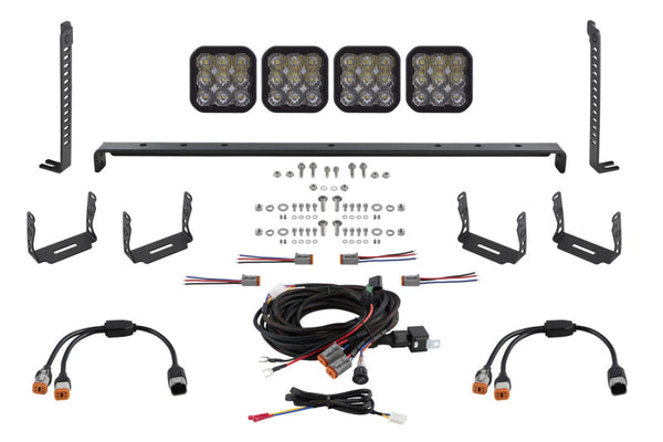 Diode Dynamics 14-23 Toyota 4Runner SS5 Stealth Grille LED 4-Pod Kit - Pro White Driving - DD7548 for 2014-2024 Toyota 4Runne