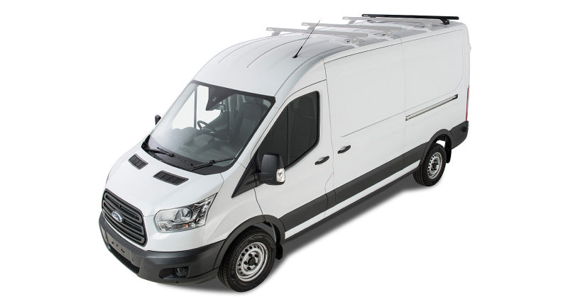 Rhino-Rack 14-21 Ford Transit 2 Door Wagon Heavy Duty RLTP 2 Bar Roof Rack - Black - JA6335 - front view