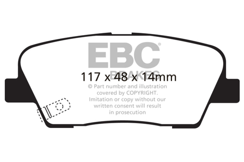 EBC 2009-2016 Hyundai Genesis Coupe 2.0L Turbo Ultimax2 Rear Brake Pads - UD1387