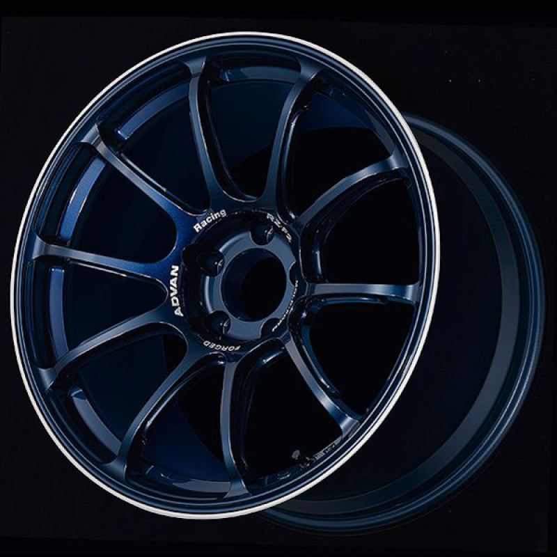 Advan RZ-F2 18x10.0 +35 5-114.3 Racing Titanium Blue &amp; Ring Wheel - YA28K35EDR