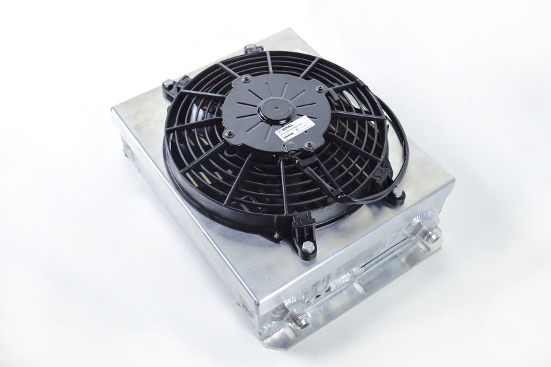 CSF Dual Fluid Bar &amp; Plate HD Oil Cooler w/9in SPAL Fan (1/3 &amp; 2/3 Partition) - 13.8in L x 10in H
