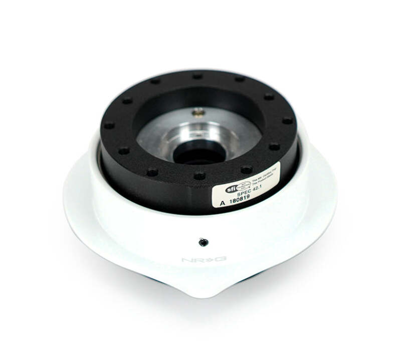 NRG Heart Quick Release Kit Gen 143 - Black Body / White Heart Ring - SRK-143BK-WT - close-up view 2 3 4 5