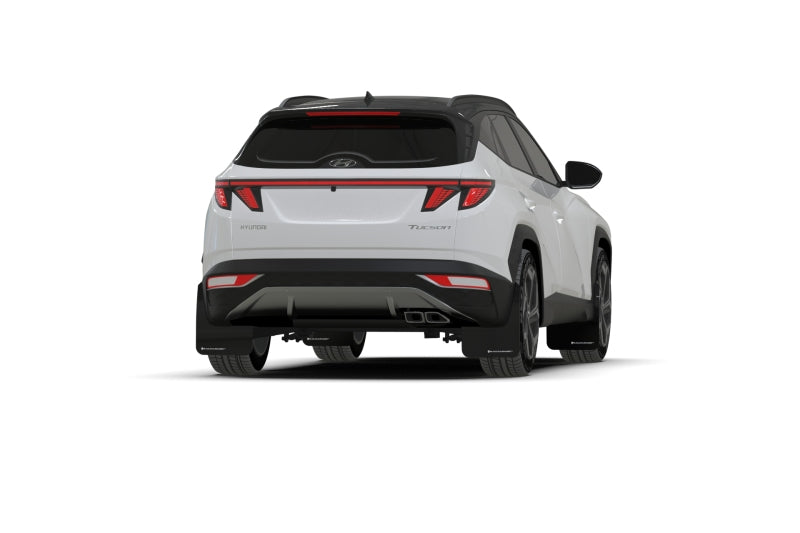 Rally Armor 22-24 Hyundai Tucson Black UR Mud Flap w/White Logo - MF75-UR-BLK-WH