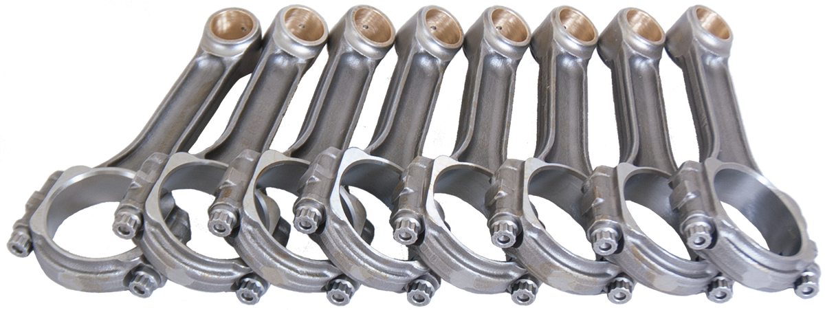 Eagle Chevrolet SB 5.850in 5.850in 5140 Steel 3/8in ARP2000 Bolts I-Beam Connecting Rods - Set of 8 - SIR5850BB2000 - front view