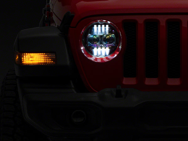 Raxiom 18-23 Jeep Wrangler JL Axial Series 9-In Angel Eye LED Headlights- Blk Housing (Clear Lens) - J177416 for 2018-2026 Je