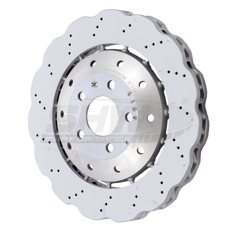 SHW 14-20 Audi R8 5.2L (Excl Ceramic Brake) Front Drilled-Dimpled LW Wavy Brake Rotor (4S0615301B) - AFX48201