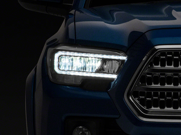 Raxiom 16-23 Toyota Tacoma w/ Factory Halogen DRL LED Headlights- Blk Housing (Clear Lens) - TT8291 for 2016-2023 Toyota Taco