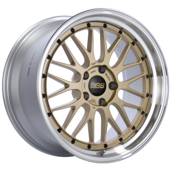 BBS LM 19x11 5x130 ET63 / 71.6 CB Gold Center Diamond Cut Lip Wheel - LM224HGPK by BBS