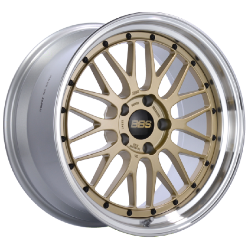 BBS LM 20x9 5x114.3 ET28 PFS Gold Center Diamond Cut Lip Wheel - 82mm PFS Required - LM451GPK