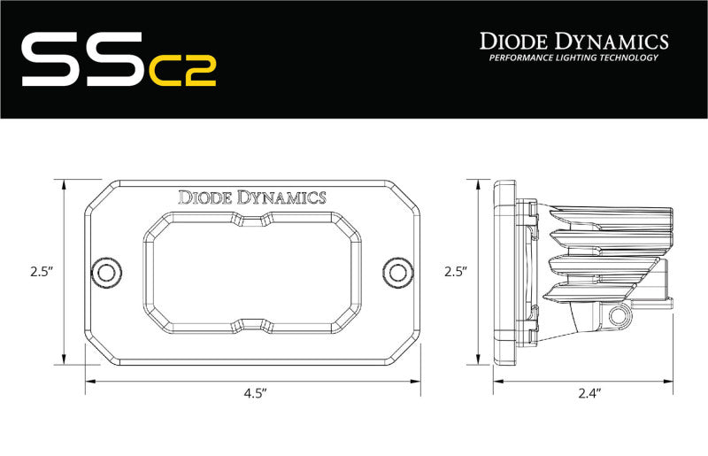Diode Dynamics Stage Series 2 In LED Pod Sport - Yellow Flood Flush ABL (Pair) - DD6430P
