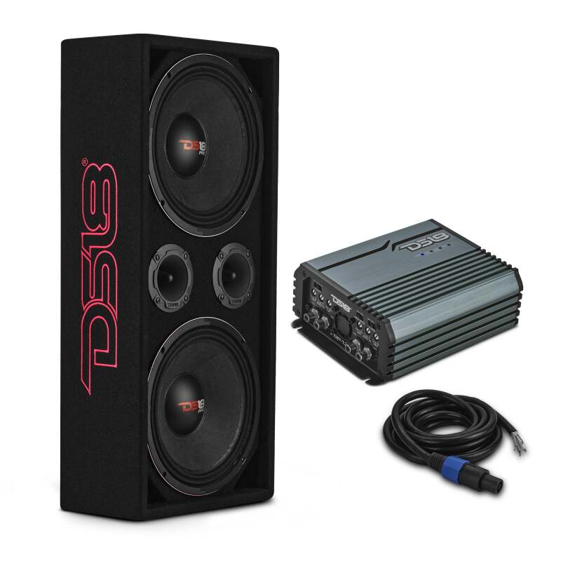 DS18 Loaded Ported Enclosure Incls PRO-X10M & PRO-TWX2/FRP-1.2K4/ Cable & Terminal- Black Carpet - VOC10LD-PK - front view