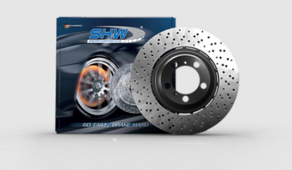 SHW 20-21 Porsche Carrera/Carrera S Front Right Drilled-Dimpled Lightweight Brake Rotor (9P1615302J) - PFR49926 for 2018-2025