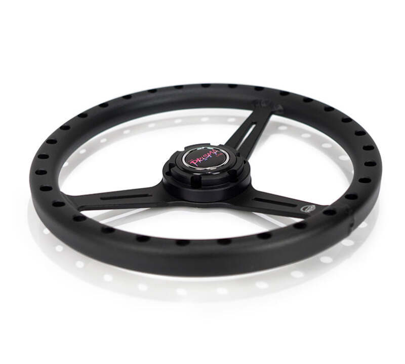 NRG Aluminum Steering Wheel 330mm - Extra Light - Ergonomic Grip - Anadized Black - RST-072-BK - close-up view 2