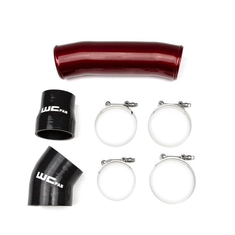 Wehrli 98.5-02 Cummins 5.9L Passenger Side 3.5in Intercooler Pipe - Bengal Red - WCF100564-BR