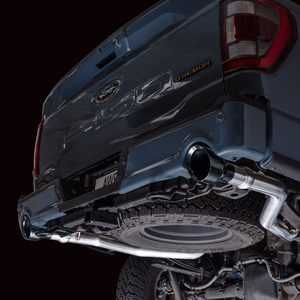 AWE Tuning 2021+ Ford F-150 Tremor (w/ Bumper Cutouts) 0FG Non-Resonated Catback -Diamond Black Tips - 3020-33402