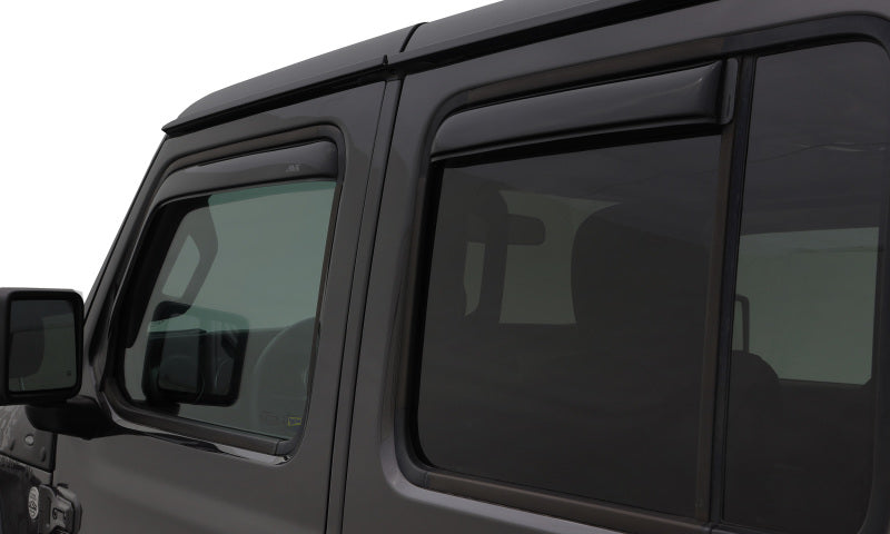 AVS 07-18 Jeep Wrangler Unlimited Ventvisor In-Channel Front &amp; Rear Window Deflectors 4pc - Smoke - 194249