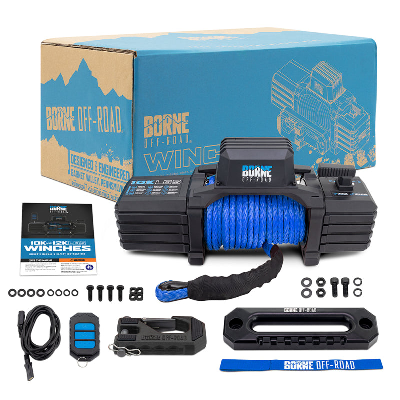 Borne Off-Road 10K Winch - Blue Synthetic Rope - BNWN-10-SBL
