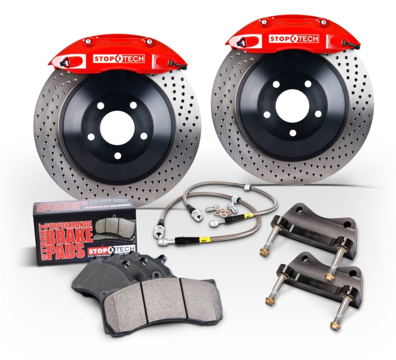 StopTech 2015 Ford Mustang GT Front BBK w/Yellow ST-60 Calipers Drilled Cast Iron 360x32mm Rotors - 82.345.6100.82
