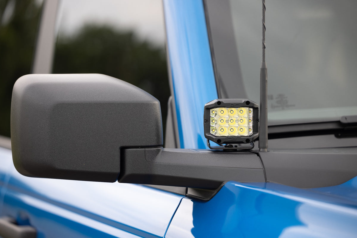 LED Light Kit | Ditch Mount | 2&quot; Black Pair | Flood Pattern | Ford Bronco (21-24)