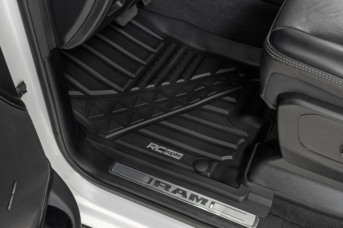 Rough Country - Flex-Fit Floor Mats - Front - Crew - Ram 1500 (19-24)/1500 TRX (21-24) - FF-3142 by Rough Country - angle vie