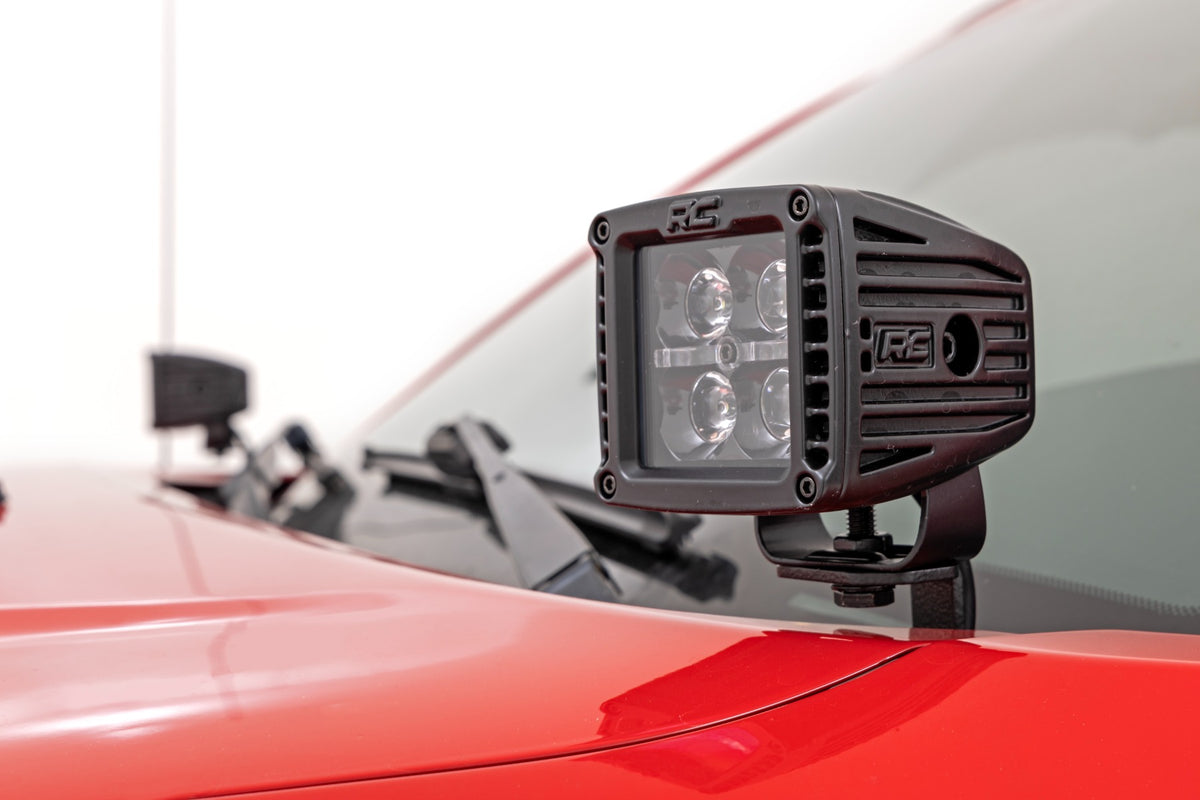 Rough Country - LED Light Kit - Ditch Mount - Black Series Round - 3.5 Inch - Amber DRL - Toyota Tacoma (05-15) - 71092 for 2