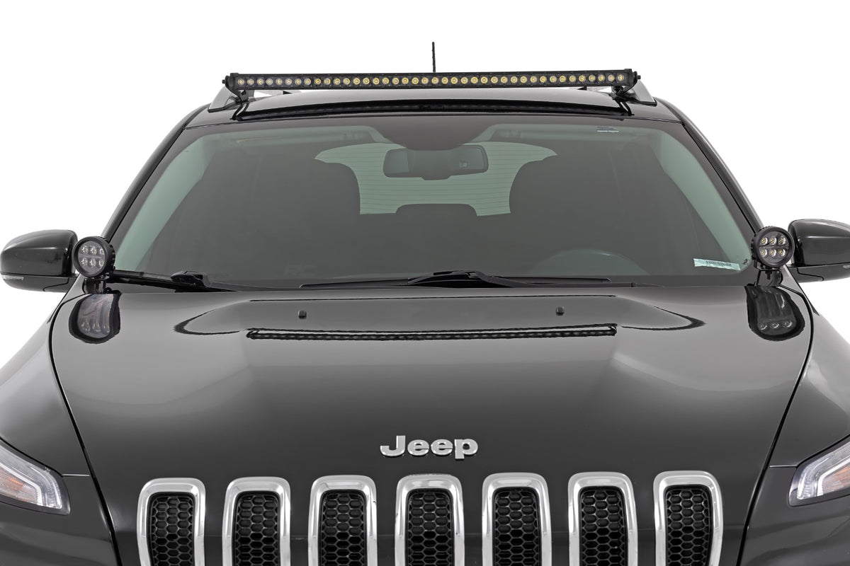 Rough Country - LED Light Kit - Ditch Mount - 2" Black Pair - Spot - Jeep Cherokee KL (14-21) - 70078 for 2014-2021 Jeep Cher