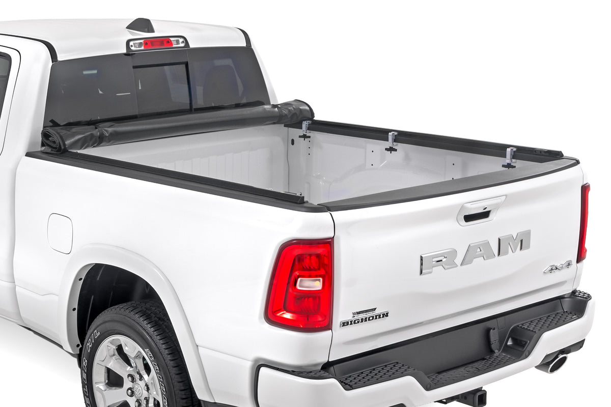 Rough Country - Soft Roll Up Bed Cover - 6'4" Bed - Ram 1500 (19-25)/1500 TRX (21-24) - 42309650 by Rough Country - angle vie