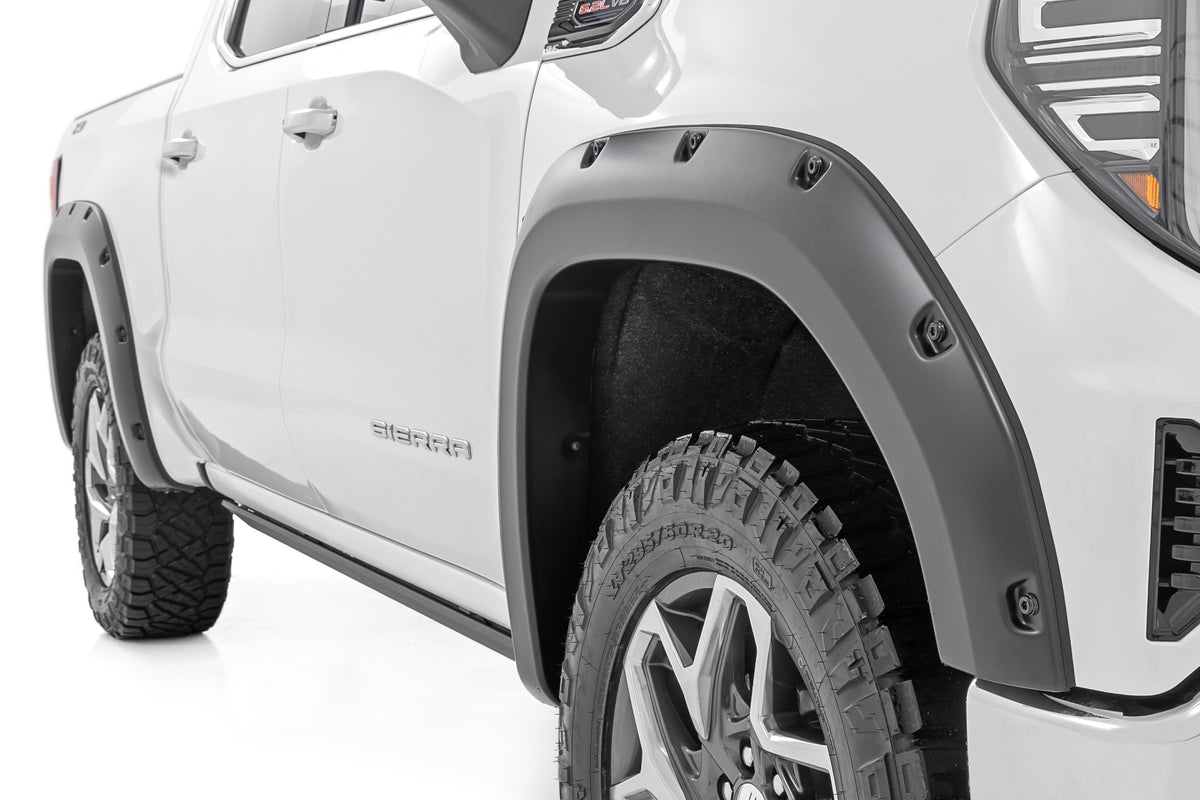 Rough Country - Fender Flares - 5IS Silver Ice - GMC Sierra 1500 2WD/4WD (2019-2025 & Classic) - F-C11950A-5IS for 2019-2024 