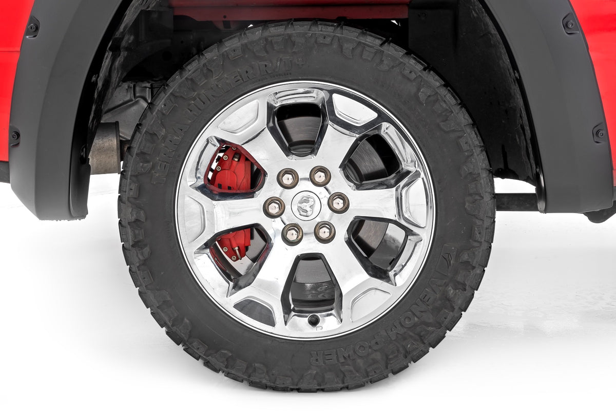 Rough Country - Caliper Covers - Rear - Red - Ram 1500 2WD/4WD (2019-2025) - 711482 by Rough Country - angle view