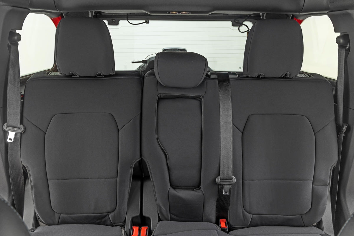 Rough Country - Seat Covers - Bucket Seats -W/Fold Down RR Armrest -FR & RR - 4DR - Ford Bronco (21-25) - 91059 for 2021-2023