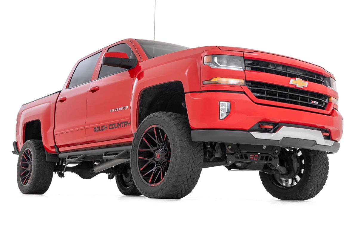 Rough Country - Nerf Steps - Cab Length - Extended Cab - 6'7" Bed - Chevy/GMC 1500 (14-18 & Classic) - RCC1489QCB for 2014-20