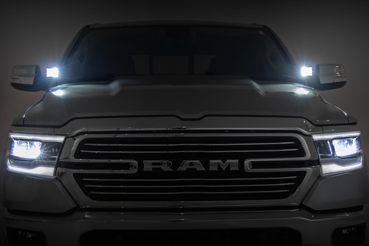 Rough Country - LED Light Kit - Ditch Mount - 2" Black Pair - White DRL - Ram 1500 (19-25) - 82292 by Rough Country - detail 