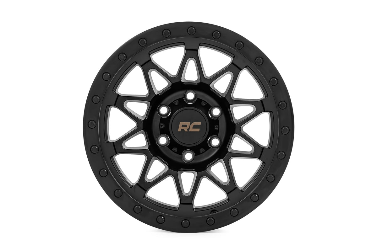 Rough Country 78 Series Wheel/Simulated Beadlock/Black/18x9/6x135/0mm - 78180917B by Rough Country - angle view