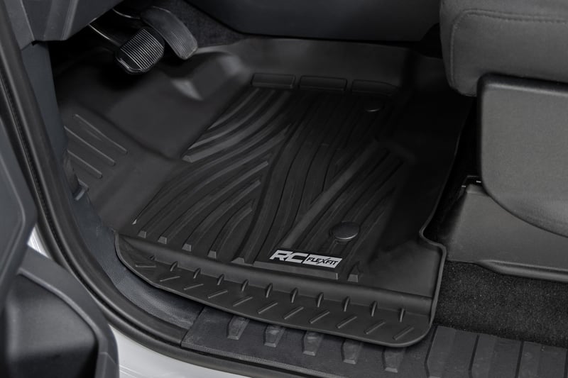 Rough Country - Flex-Fit Floor Mats - First & Second Row - Ford F-150 (15-25)/F-150 Lightning (22-25)/Raptor (17-25) - FF-51512