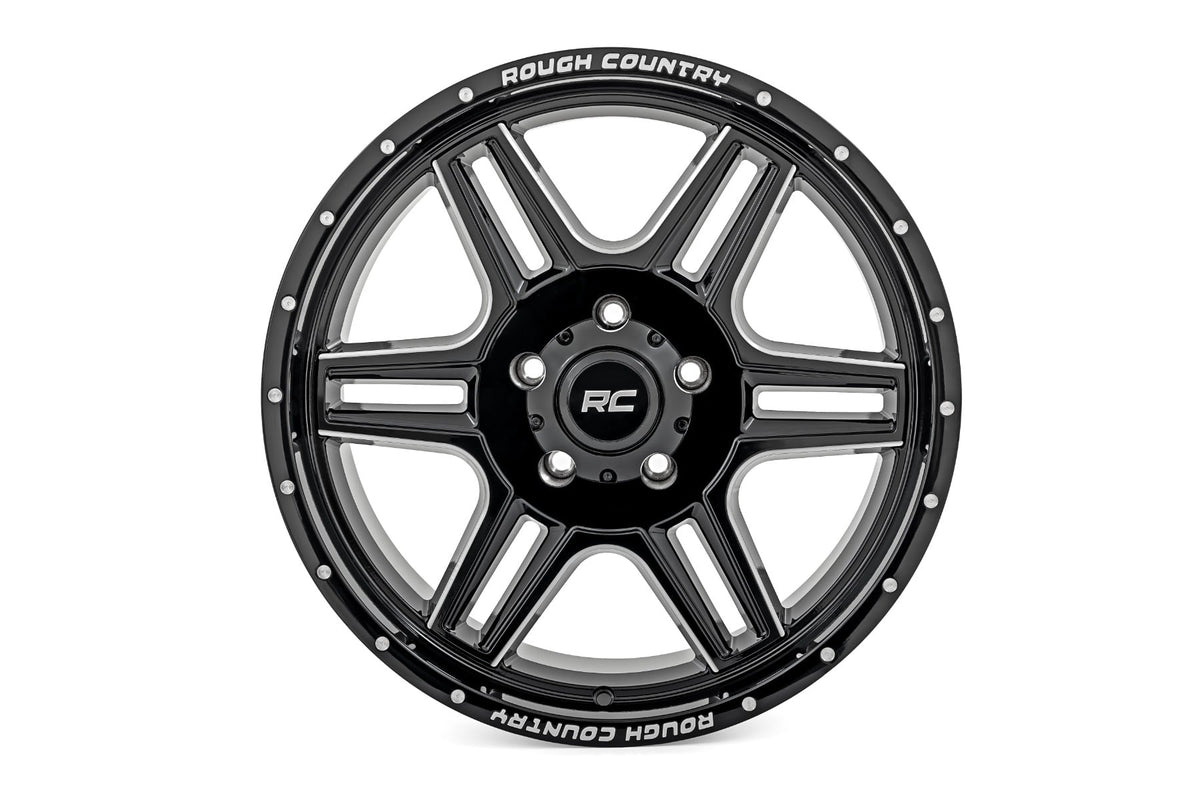 Rough Country 92 Series Wheel/Machined One-Piece/Gloss Black/18x9/5x5.5/+0mm - 92180914 for 1977-1993 Dodge W150 - installed 