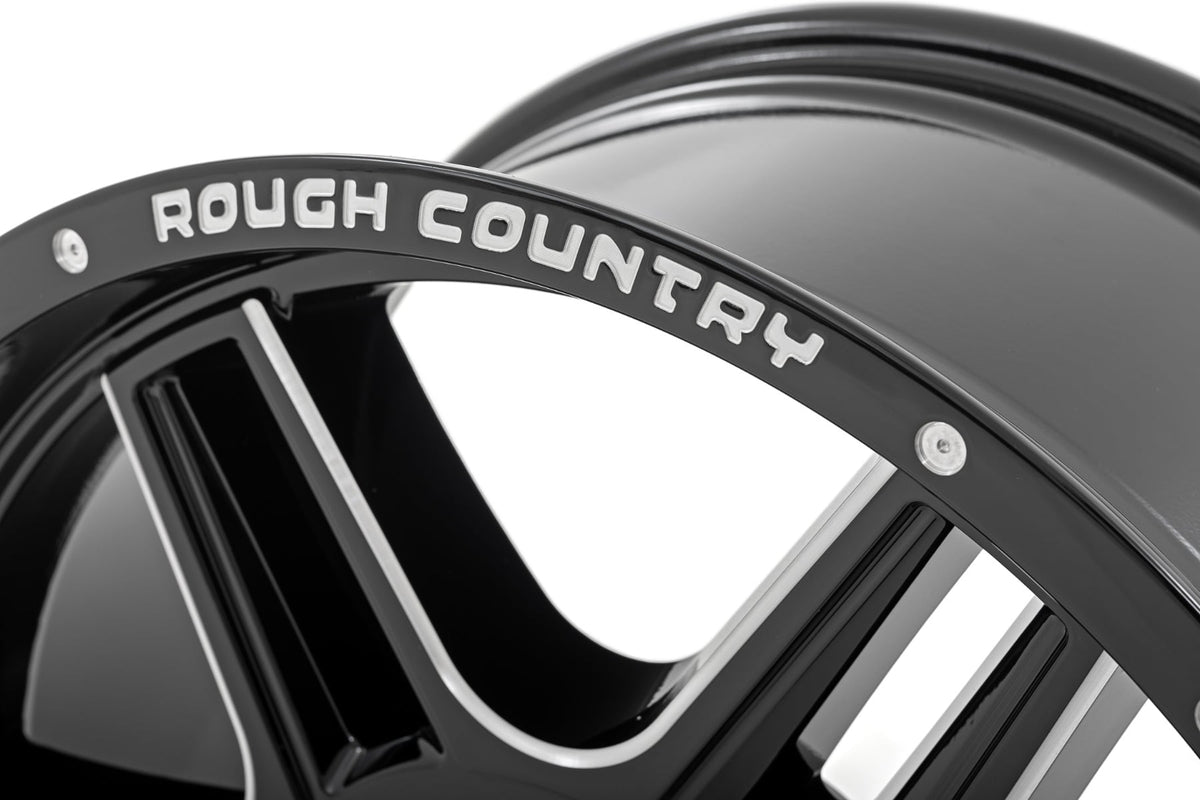 Rough Country 92 Series Wheel/Machined One-Piece/Gloss Black/20x9/6x5.5/+0mm - 92200912 for 1992-2023 GMC Yukon - detail view