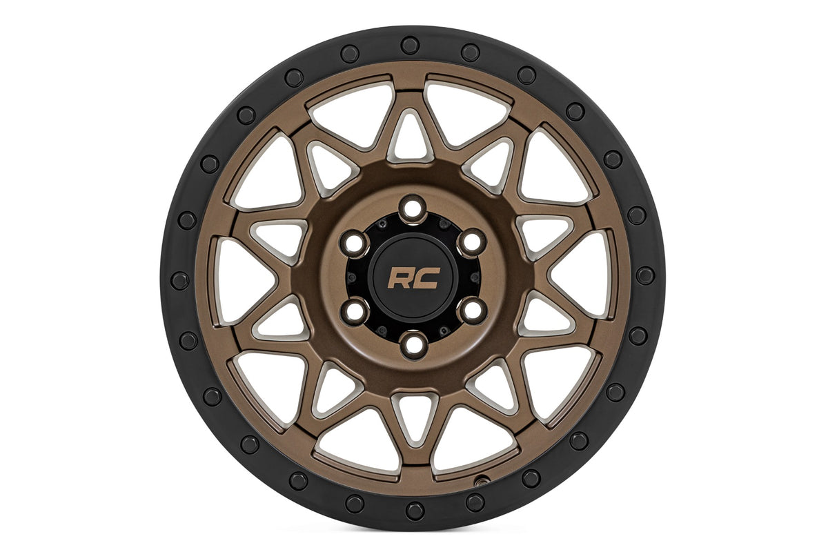 Rough Country 78 Series Wheel/Simulated Beadlock/Bronze/Black/18x9/8x6.5/-12mm - 78181210 by Rough Country - angle view