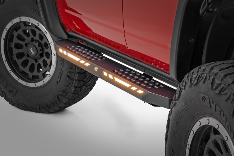 Rough Country - AC2 Running Boards - Amber/White - 4-Door - Ford Bronco (2021-2025) - 57004 by Rough Country - front view