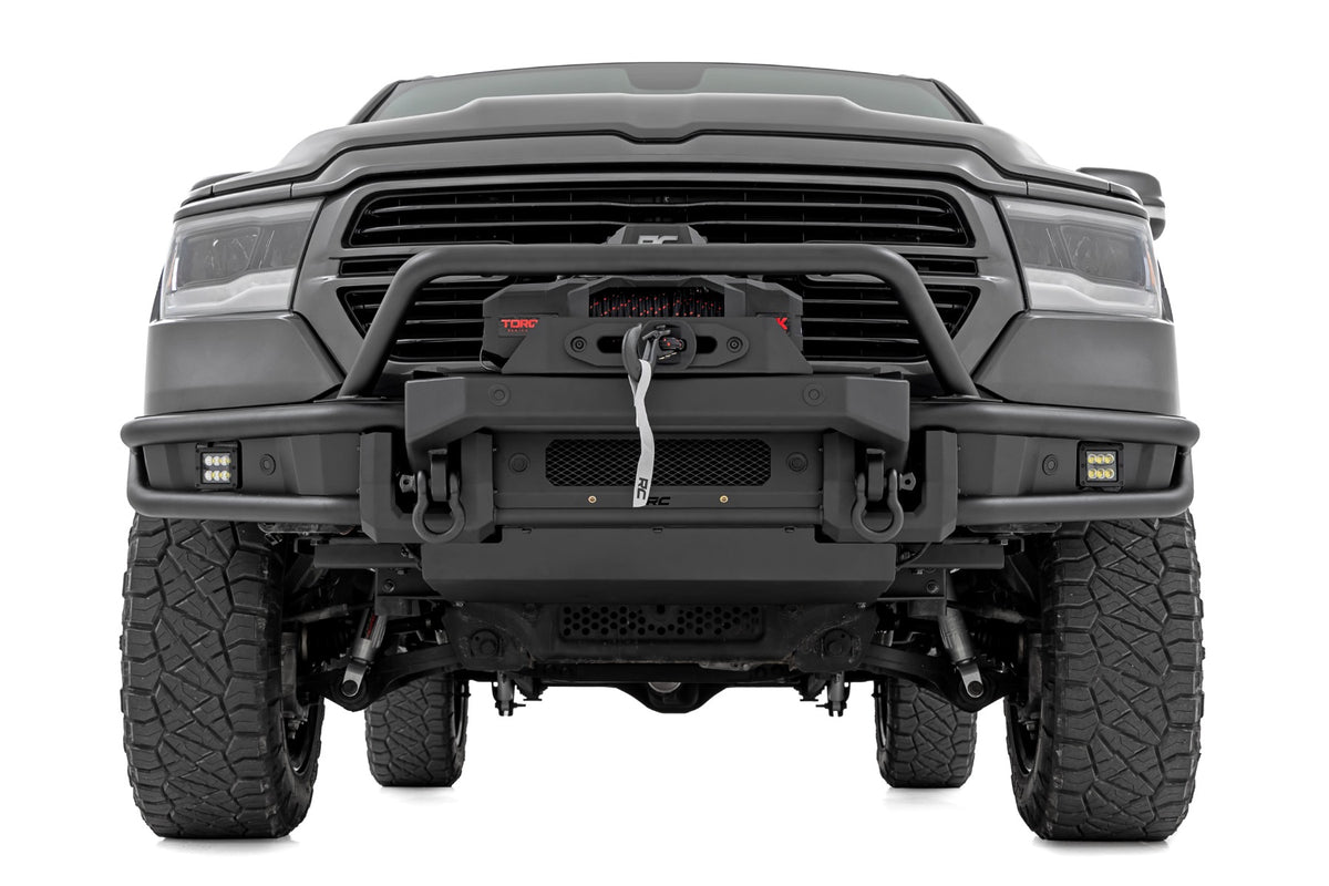 Rough Country - Front Bumper - Tubular - Winch Mount - Ram 1500 2WD/4WD (2019-2024) - 51214W by Rough Country - angle view