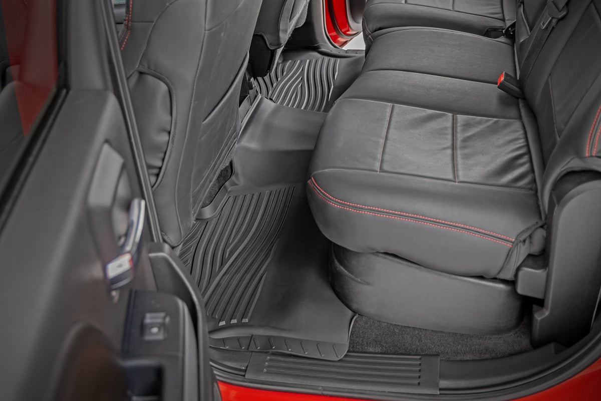 Rough Country - Flex-Fit Floor Mats - FR & RR - FR Bucket - Crew - Chevy/GMC 1500/2500HD/3500HD 2WD/4WD - FF-21413 for 2014-2