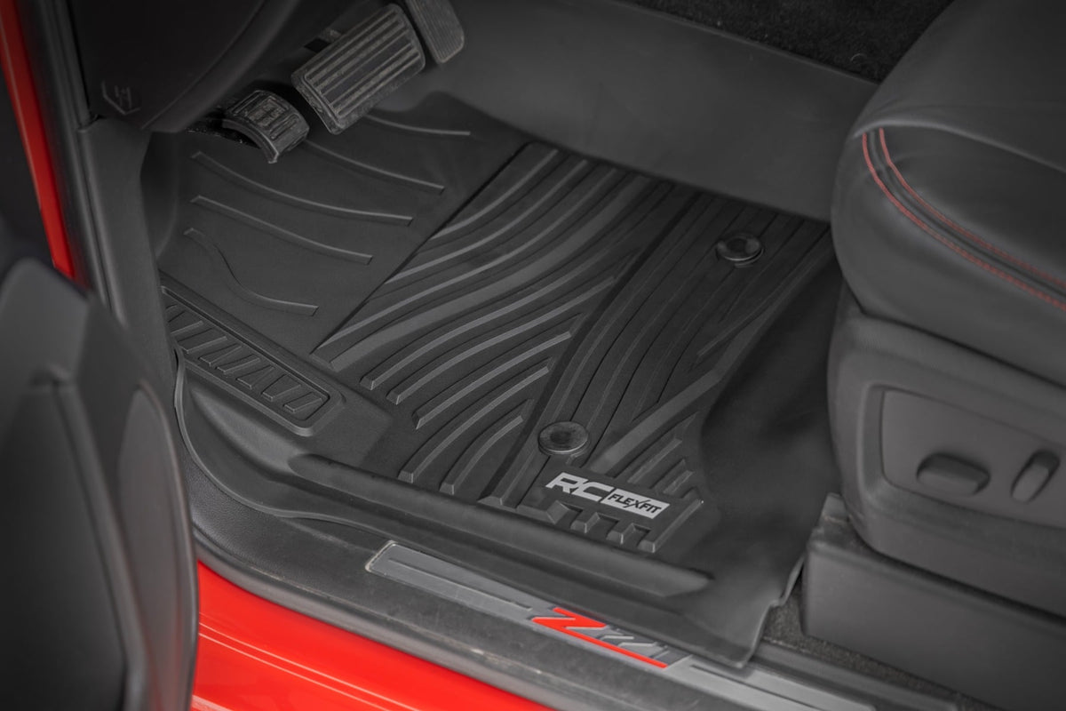 Rough Country - Flex-Fit Floor Mats - FR & RR - FR Bucket - Crew - Chevy/GMC 1500/2500HD/3500HD 2WD/4WD - FF-21413 for 2014-2