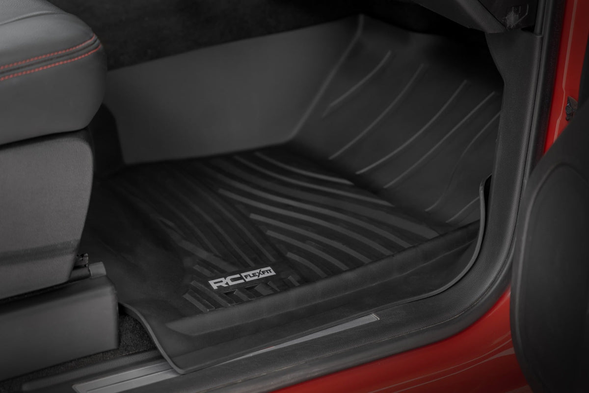 Rough Country - Flex-Fit Floor Mats - FR & RR - FR Bucket - Crew - Chevy/GMC 1500/2500HD/3500HD 2WD/4WD - FF-21413 for 2014-2