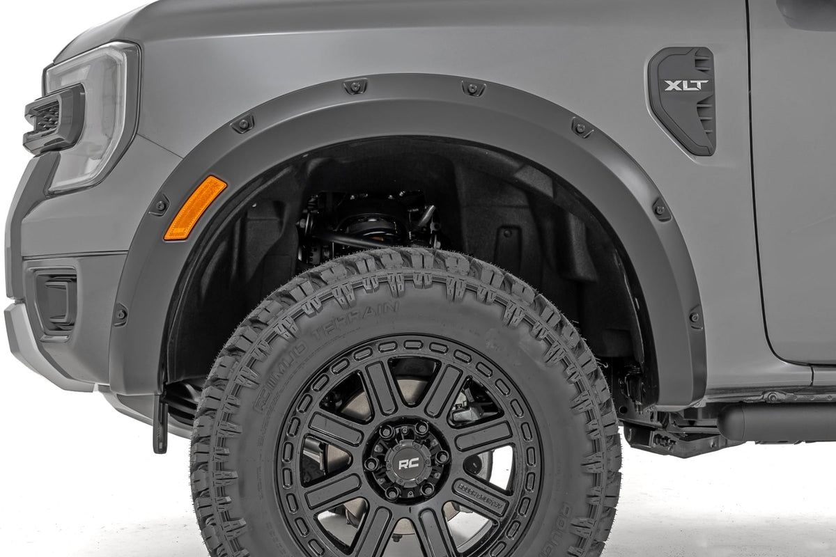 Rough Country - Pocket Fender Flares - G1 Absolute Black - Ford Ranger 2WD/4WD (2024-2025) - F-F12401-G1 for 2024 Ford Ranger