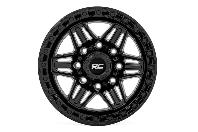 Rough Country - 76 Series Wheel - Simulated Bead Lock - Gloss Black - 17x9 / 5x4.5 / +0mm - 76170913